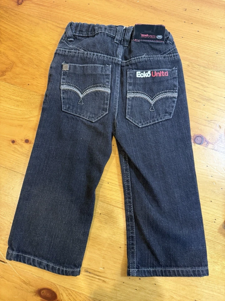 De colección Y2K Ecko Unltd 2T Conjunto de Niño Pequeño Rojo Polar y Negro Jeans Urbano Ropa de Calle Foto 3 de 4