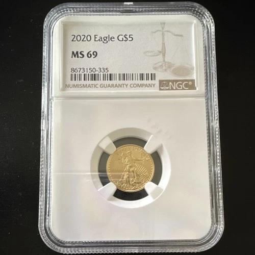 U.S. Mint American Eagle 2020 G$5 Gold Coin NGC MS 69 1/10 oz