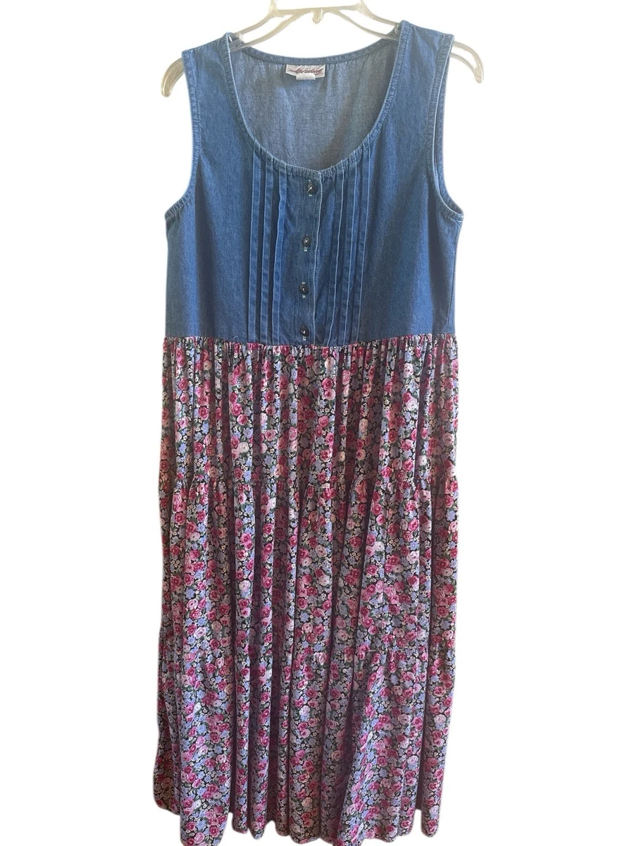 Denim Floral Dresses Midi for sale | eBay