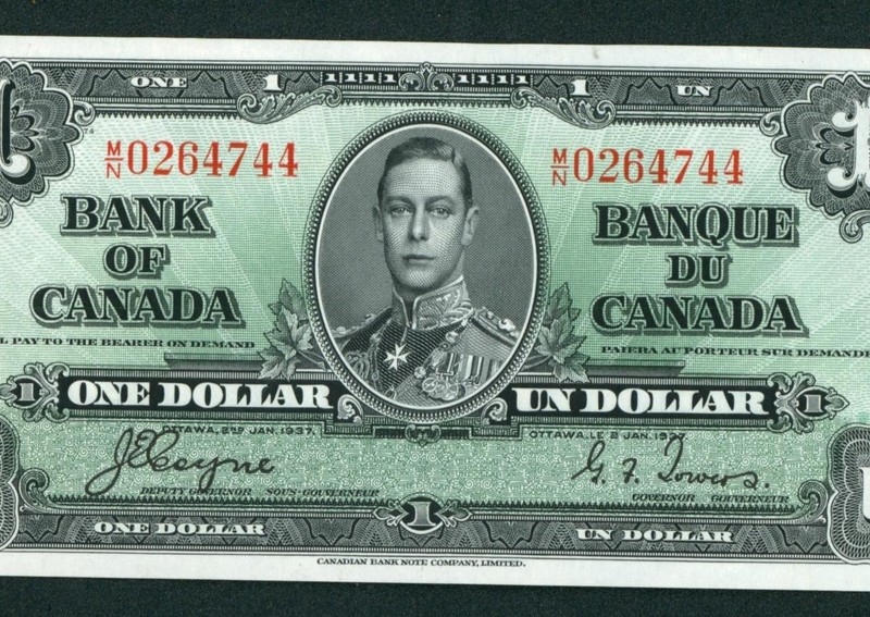 $1 1937 ((CHOICE AU)) Bank of Canada - Ottawa ** PAPER CURRENCY AUCTIONS
