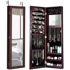 Jewelry Armoire, Over the Door/Wall Mounted, Jewelry Organizer with Full Leng...