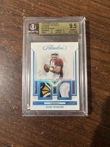 2023 Flawless Football Kurt Warner Dual Nike Swoosh Tag Platinum 1/1 BGS 9.5 HOF