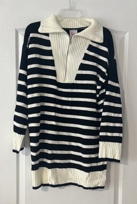 So Me Women s Sweater Size Large Black/ White StripedNWOT