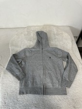Polo Ralph Lauren Boys Gray Full Zip Fleece Hoodie Logo Pockets L 14-16