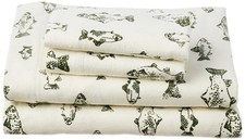 Eddie Bauer - Flannel Collection - 100 Premium Cotton Bedding Sheet Set, Fishes