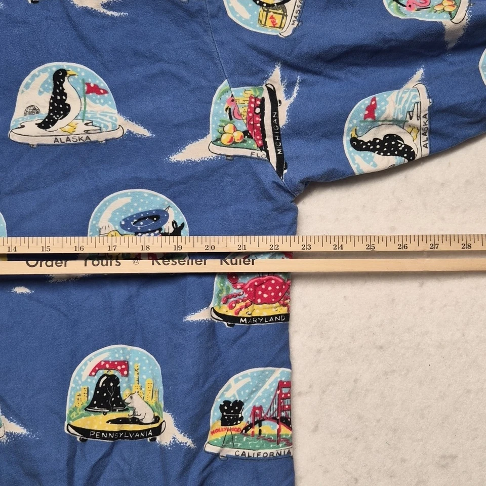 De Colección Nick Nora Conjunto de Pijama de Franela Suave Estados Unidos Globo de Nieve Azul Camisa Pantalones L Foto 4 de 4