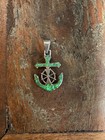 Sterling Silver 950 Cardenas Taxco Anchor captain green fire opal inlay pendant — photo 3