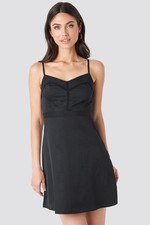 NA-KD women's dress lace insert mini dress black, 34
