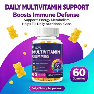 Multivitamin Complex Gummies A B5 B6 B7 B9 B12 C D3 E Zinc & Biotin Energy