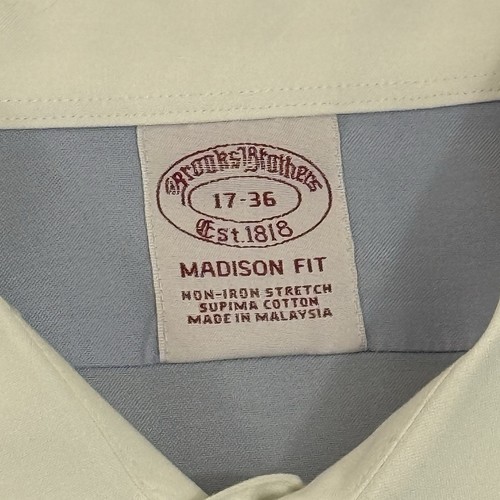 Brooks Brothers Stretch Shirt Mens 17-36 Madison Fit Blue French Cuff - Picture 4 of 15