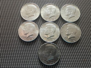 USA 7x Half Dollar 1964 1969 1976 Kennedy Silber 0.400 Erhaltung!