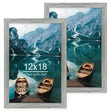 12x18 Frame Set of 2, Rustic Grey Wood Style, Display 12 x 18 Poster without ...