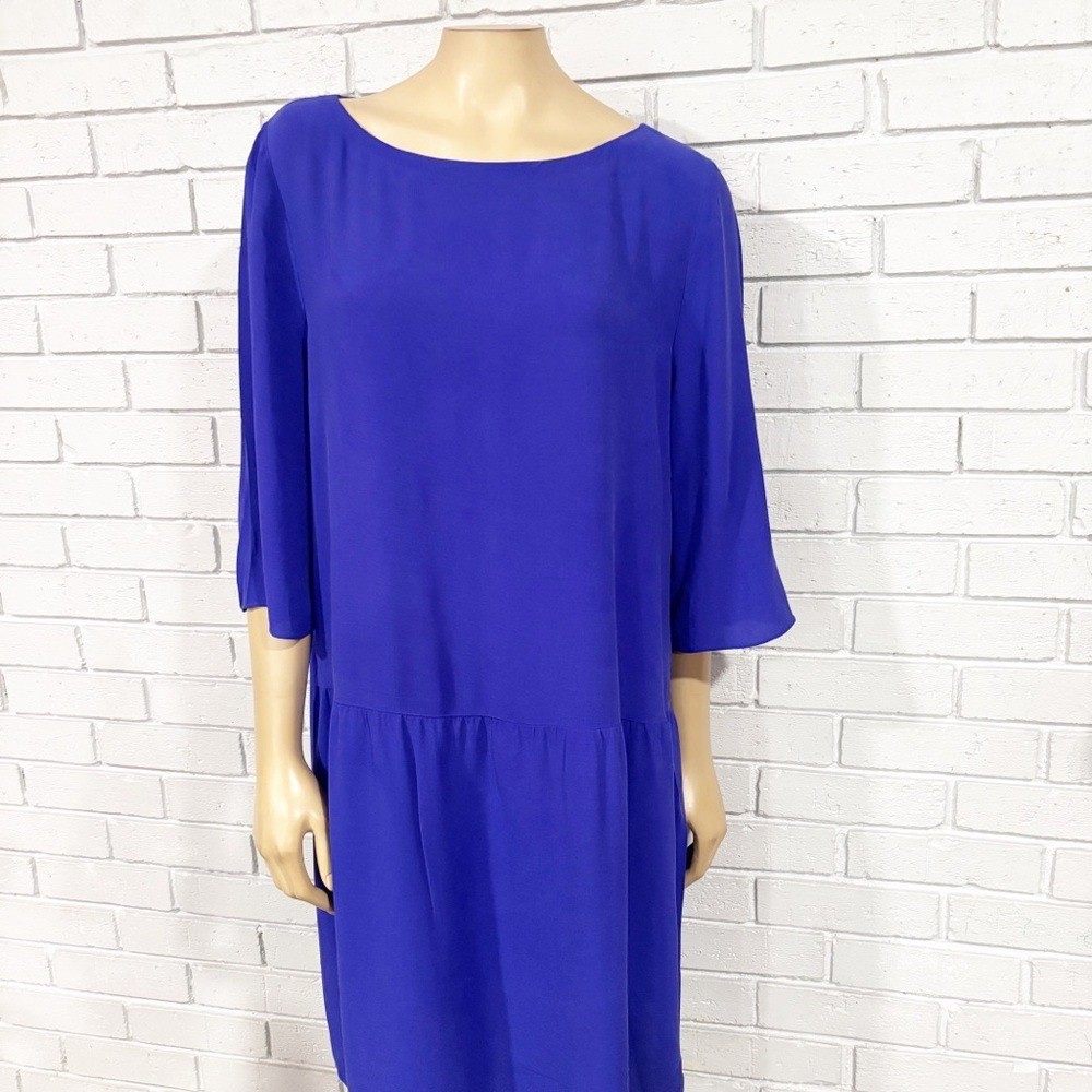 Eileen Fisher Royal Blue 100% Silk Drop Waist Crepe Shift Dress | Size Large | eBay Eileen Fisher Royal Blue 100% Silk Drop Waist Crepe Shift Dress | Size Large | eBay