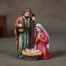 GJFASGF 3.15 Small Nativity Scene Resin Figure, Hand Painted Nativity Sets Ch...