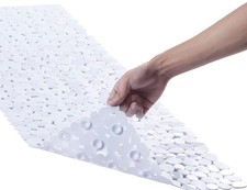 Webos Bath Shower Mat Non Slip: Extra 40" x 16" Rectangular , Pebble White