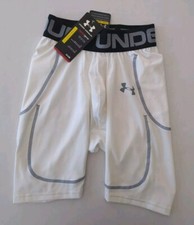 NWT Under Armour UA Football Compression HeatGear Shorts White Men's Size Small