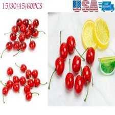 15-60pcs Artificial Fake Cherry Faux Fruit Home Kitchen Party Christmas Decor