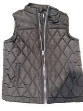 Crown  Ivy Dark Gray Puffer Vest Quilted Full Zip Front Pockets Sz 6 Mock Neck