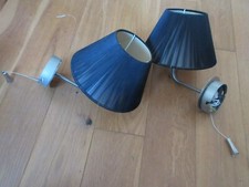 Szczotkowane kinkiety ze stali nierdzewnej - Czarne odcienie tkaniny - Sieć - Para 