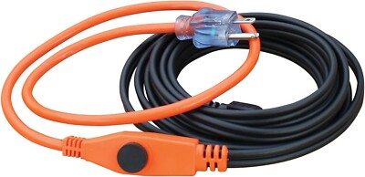 30ft Water Pipe Heating Cable, 210 Watts, Built in Thermostat, 2ft 18/3 SJTW