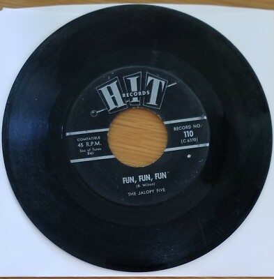 The Jalopy Five....''Fun, Fun, Fun & Glad All Over'' 45 RPM 7'' Vinyl Record 