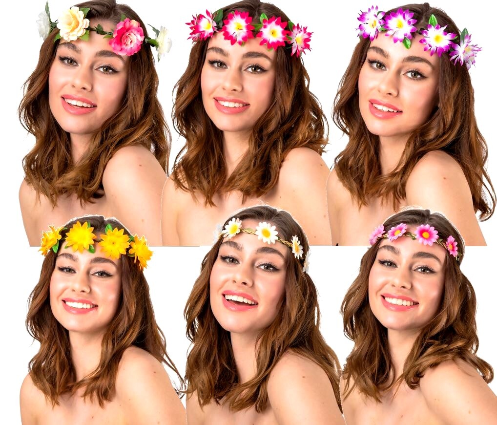 FLOWER HEADBAND Hippie 60s 1960 Hippy Festivals Hawaiian Party One