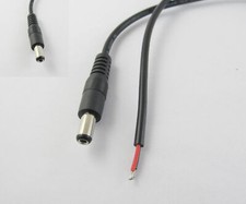 10pcs CCTV DC Power Plug Jack Connector 5.5x2.1mm Male Socket with Cord Cable 1m