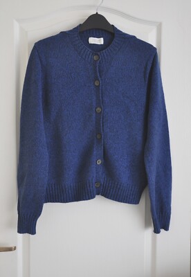 Toast Neat Wool Cotton Cardigan Size XS Blue Marl Buttons Sweater Knit
