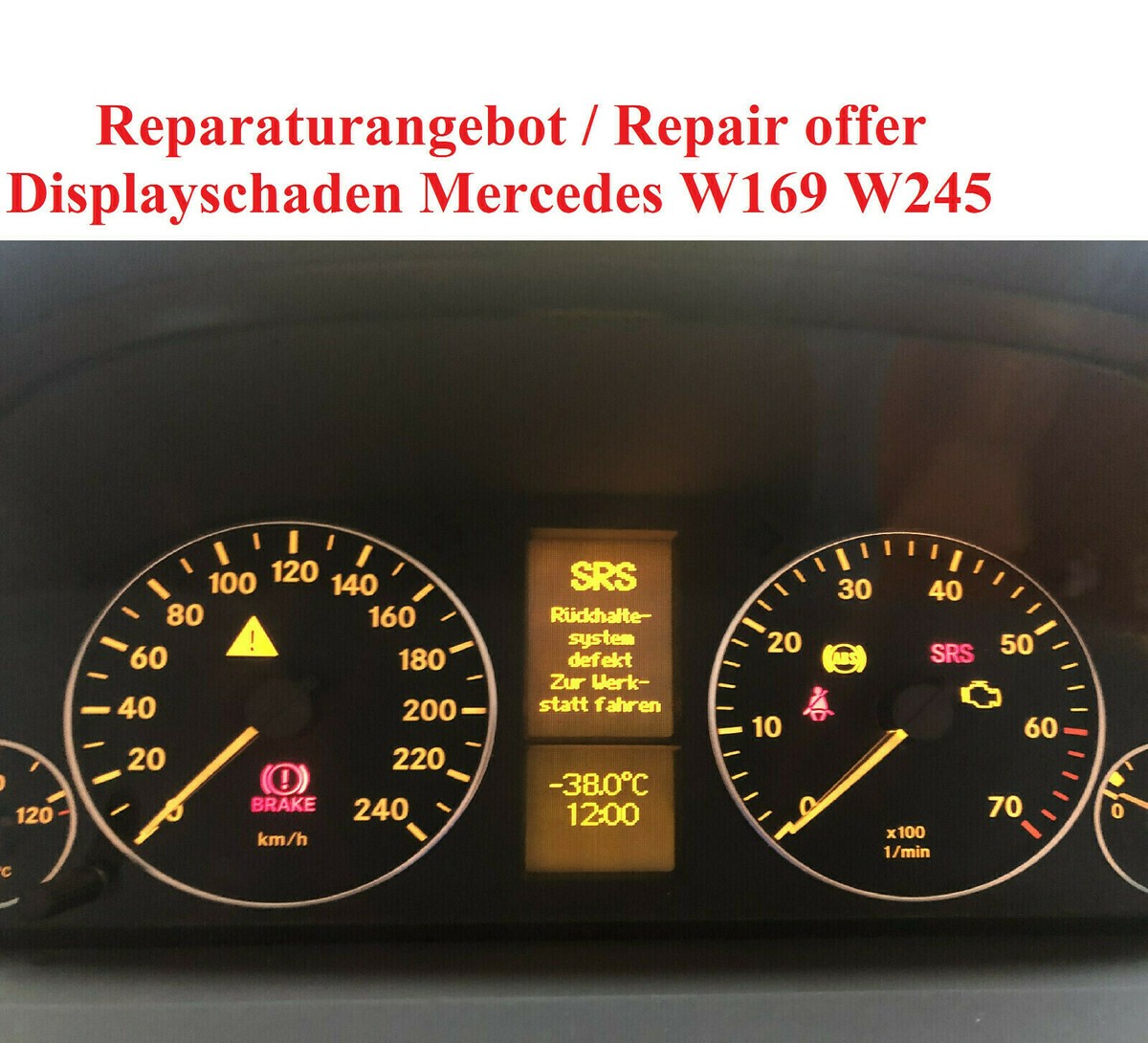 Tacho Kombiinstrument Mercedes B-Klasse LCD Tacho Kombiinstrument Für Mercedes B-Klasse W245 - Premium Display, Neuer Ersatz Displaytech Tacho Ersatz CT1214