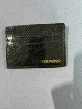 Edie Parker black lizard Card Case