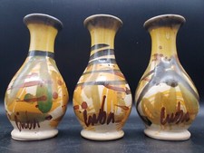 Vintage Cuba Art Pottery Bud Vases 5" Tall, Set of 3