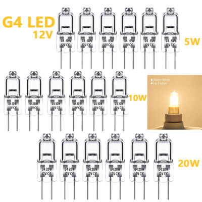 1-100PCS G4 5W 10W 20W Halogen Lampe Stiftsockellampe Warmweiß Birne Dimmbar 12V