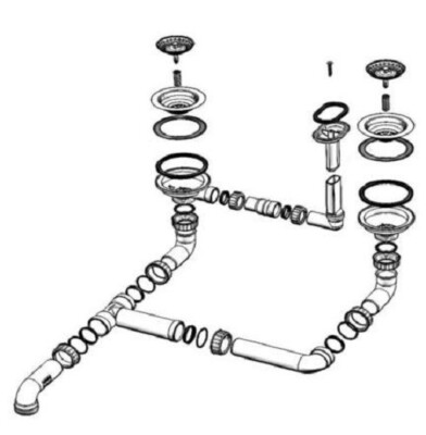 Blanco 231008 Ablaufgarnitur 2x3,5'' Sieb Überlauf oval/horizontal Inbus Sona 8S