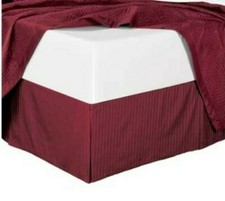 Damask Stripe 500-Thread-Count Twin Bed Skirt in Burgandy