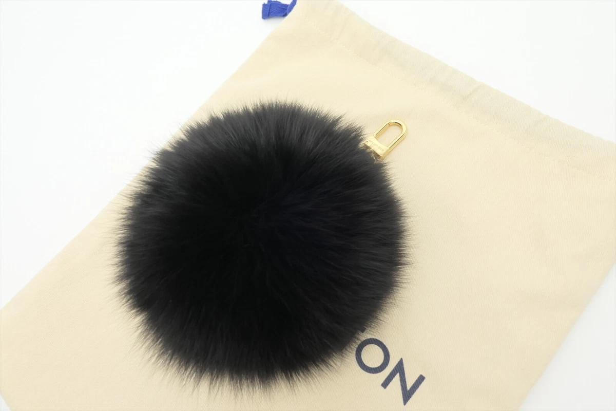 Louis Vuitton Authentic Metal Fur Black Fuzzy bubble Key Chain Bag Charm  Auth LV