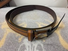 FLORSHEIM MEN'S DOUBLE RIBBED LEATHER BELT COGNAC COLOR CHOICE OF SIZE NEW