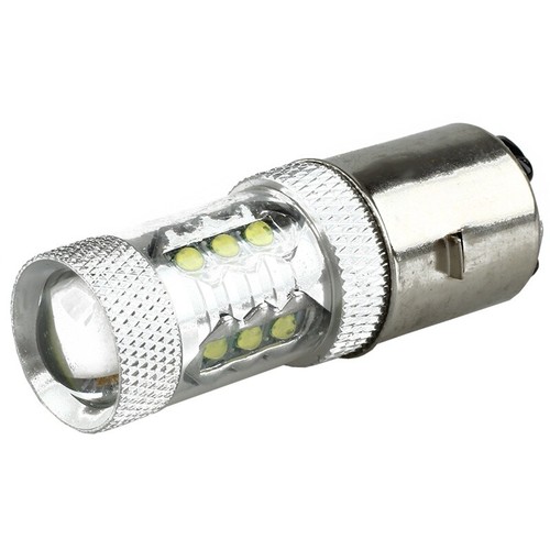 Ampoule LED BA20D H6 80W - Pour Scooter, Cyclomoteur, ATV, 16 LEDs, 6000K, Blanc Froid
