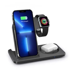 3in1 Wireless Charger Dock Charging Station For Apple Watch 10 iPhone 16 Pro Max