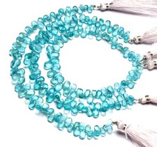 Natural Gem Paraiba Color Apatite 6x4 to 7x5 mm Size Pear Shape Beads 8" Strand
