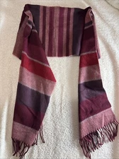 Cejon Made in Italy Beautiful Soft Scarf Mauve Red Maroon Purple Stripes