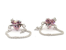 Starlight Heart Dangle Earrings 925 Sterling Silver