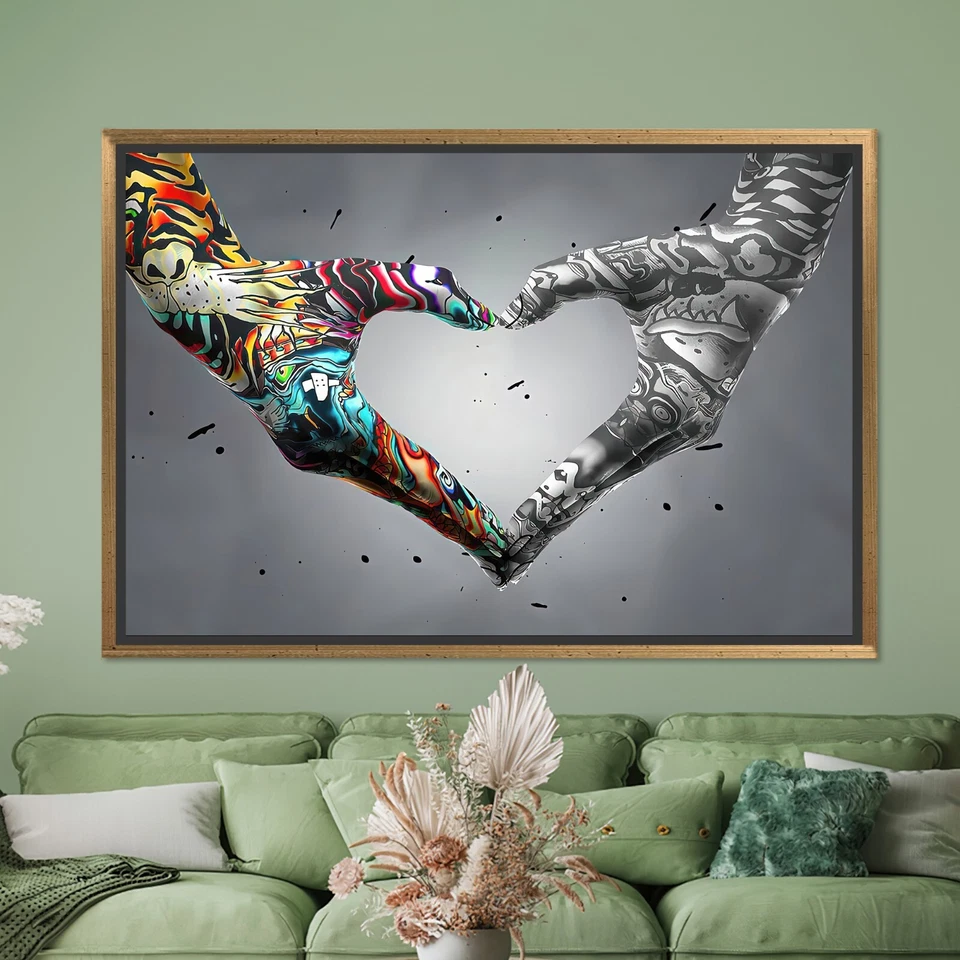 Arte de parede Love Hand Graffiti, pôster Hand Love, Love Graffiti Wall Art, Banksy - Imagem 4 de 4