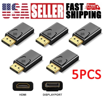 New Display Port to HDMI Male Female Adapter Converter DisplayPort DP to HDMI 5x