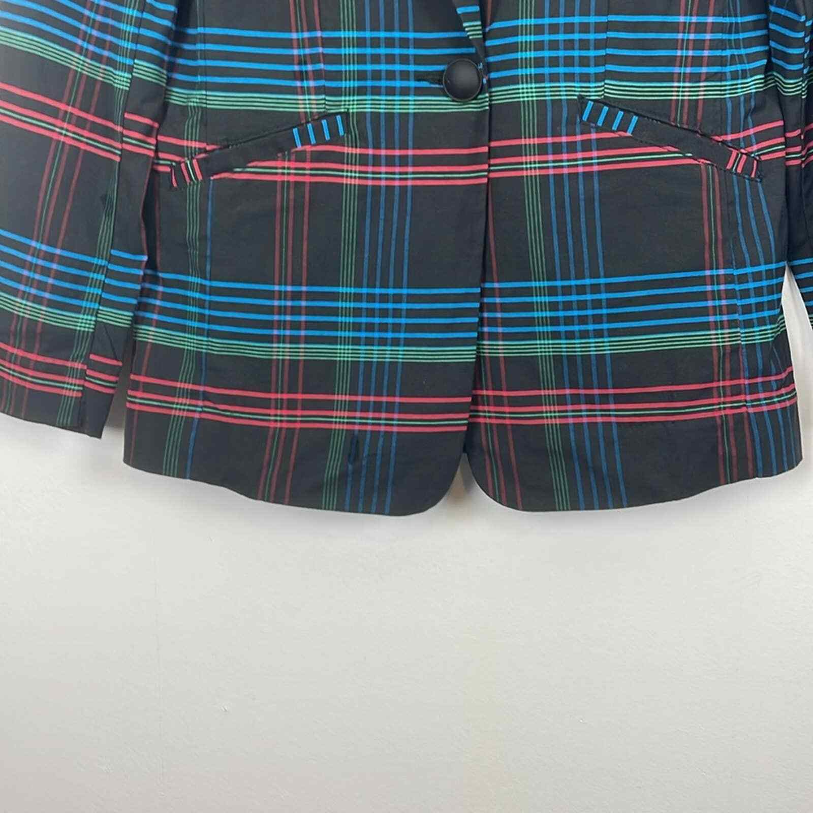 CAbi Multicolor Plaid Blazer Print Button Down 2 … - image 3