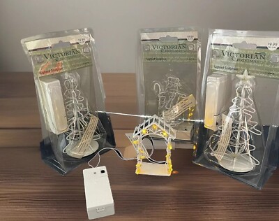Victorian Christmas Lighted Sculptures Lot of 4