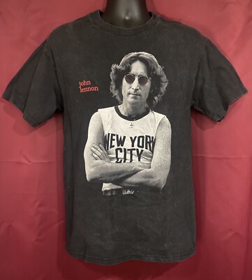 Vintage The Beatles John Lennon New York City Imagine Black T 