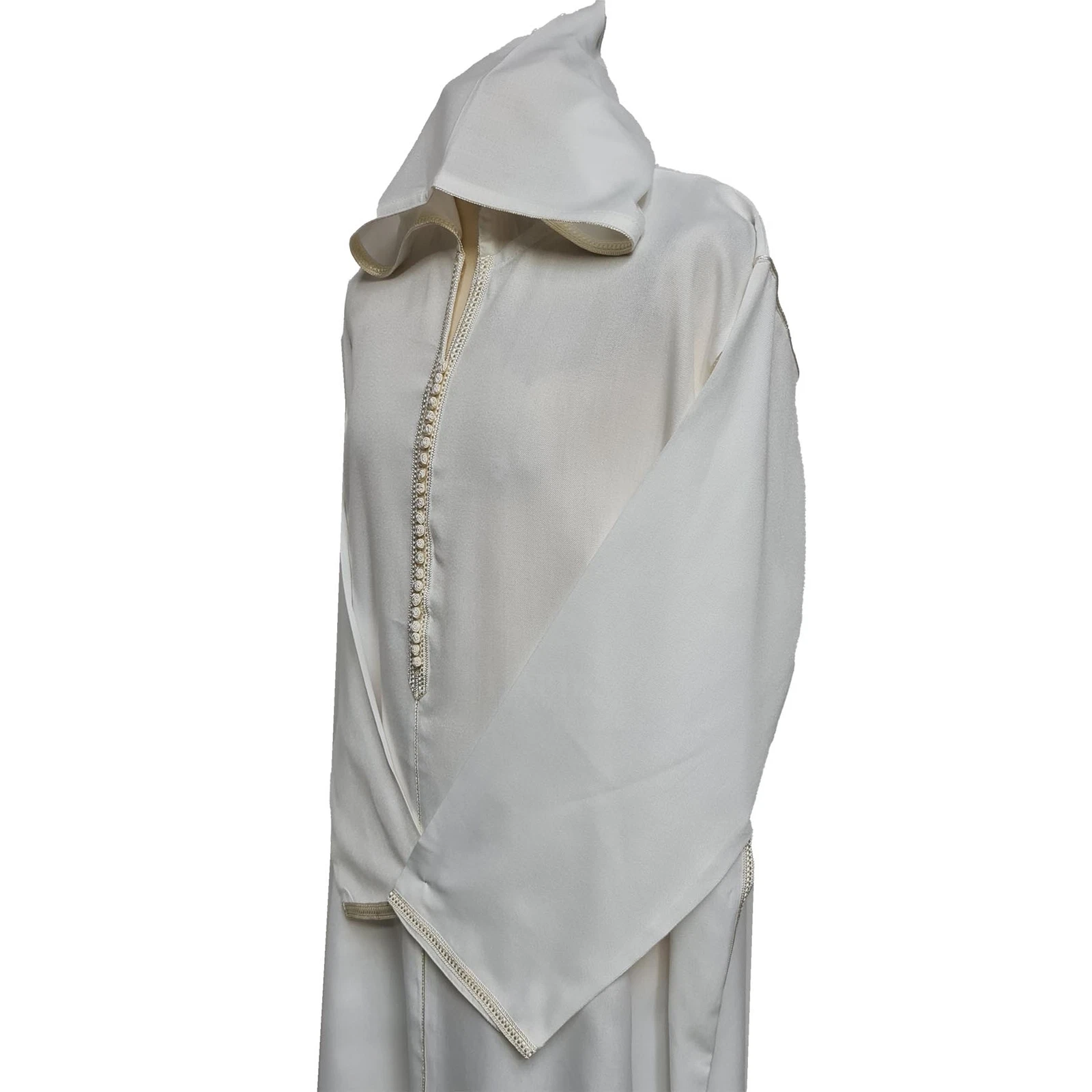 OFF WHITE Thobe Jubba Djellaba bianco taglie forti cotone manica lunga marocchino manica lunga