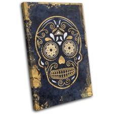 Skull Mexican Grunge Rough Vintage SINGLE CANVAS WALL ART Picture Print