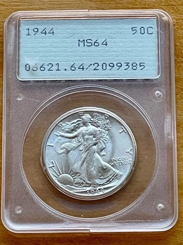 1944 50¢ Walking Liberty Half Dollar PCGS MS64 Old Green Rattler FREE SHIPPING