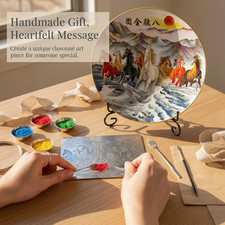 Adult Cloisonne Kit, DIY Enamel Art Craft Kit with Display Stand, for Home